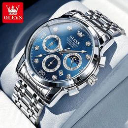 OLEVS montre de luxe pour hommes Original de haute qualité homme montres à Quartz étanche Phase de lune conception montres pour hommes Reloj Hombre 231228