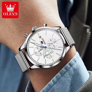 Olevs Montre à quartz chronographe pour homme étanche montre pour homme lumineuse 42 mm