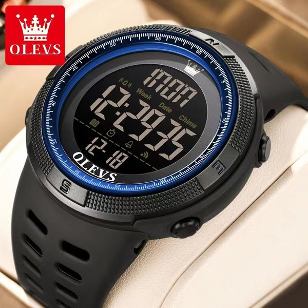 Olevs Montre électrique de sport intelligente multifonctionnelle pour hommes Montre étanche pour hommes 50 mm