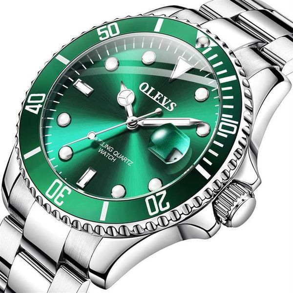 OLEVS – montre-bracelet à Quartz étanche pour hommes, mode Business, marque de luxe, bracelet en acier inoxydable, horloge de Sport Mal176D
