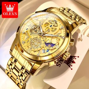 OLEVS relojes para hombre de primeras marcas de lujo Original reloj de cuarzo resistente al agua para hombre estilo mecanismo a la vista 24 horas día noche 240227