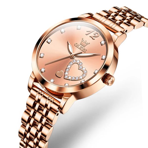 Olevs New Diamond Women Quartz Watches Creative Love Dial Dial's Wrist's Watches Ladies Femme Femme Femme Femme Feminino