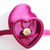 Boîte à anneau velours forme de coeur Double anneau Boîtes d'affichage Bijoux de bijoux pour le mariage de la proposition