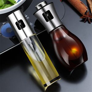 Pulvérisateur d'huile d'olive en verre vinaigre monsieur ustensile de cuisine bouteille de sauce soja barbecue outil de cuisson 200 ml dessus incurvé en acier inoxydable 304