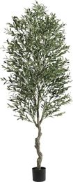 Olive Tree Artificial Indoor 7 pieds de haut Fake Silk en pot avec planter Grandes branches et fruits 240325