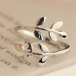 Branche d'olivier feuilles anneau ouvert pour femmes fille anneaux de mariage charmes anneaux de feuille réglable Knuckle doigt bijoux de noël pas cher 20P2777