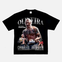 Oliveira T-shirt UFC Portrait manches courtes combat Hiphop haut Vintage
