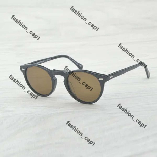 Lunettes de soleil Oliver People OV1227 Brand Designer en métal rond Lunettes de soleil Men Femmes Steampunk Fashion Lunes Retro Vintage Sun Verres de soleil Olive Lunettes de soleil 668