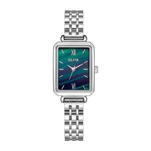 OLIYA Olivia Small Green Fashion Simple Rectangular 608 Steel Band Watch