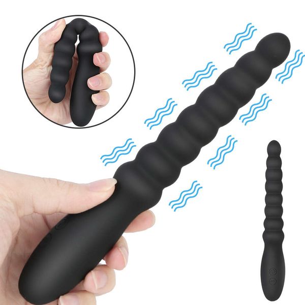 OLO 10 Vibrador dual de doble vibrador de vibrador de tope de silicona anal Vibrante Vibrating Bead G Spot Massage Sexy Toys para mujeres parejas