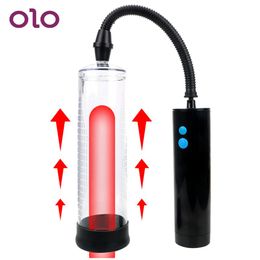 OLO Electric Penis Pump Extender Male Pinile Erection Training Extend Wrurger Vacuum Sexy Toys for Men Gay263p