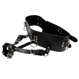 Masturbateur féminin ceinture d'orgasme forcé jouets sexuels pour femmes en cuir PU SM Bondage chasteté harnais sangle porte-baguette magique