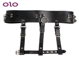 Olo Masturbator Force Orgasm Belt Harnness Pu Leather SM Bondage Sex Toys for Women Magic Wand Holder Y1912031907862