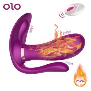 OLO chauffage de chauffage Dildo Vibratrice Vibrant Pantes Wireless Remote Contrôle Anal Sex Toys For Women Couple Femme Masturbation J1906273512825