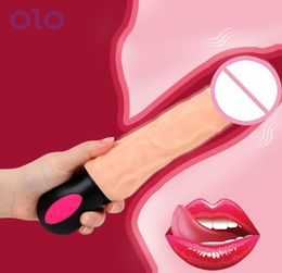 OLO Chauffage Réaliste Gode Vibrateur Pliable 12 Mode Vagin Masseur Sex Toys pour Femme Masturbation Féminine Silicone Souple Y1912202784048