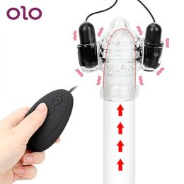 OLO – masturbateur masculin, entraîneur de gland, retardateur d'éjaculation, 20 vitesses, anneau de coq, vibrateur, dispositif de chasteté, jouets sexy pour hommes