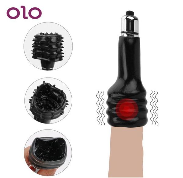 Olo Masturbator Pene Glanes Glanes Vibrador Masajera Retraso Durante Ejaculación Entrenador de polla Anillo Silicona Sexy Toys for Men6150367