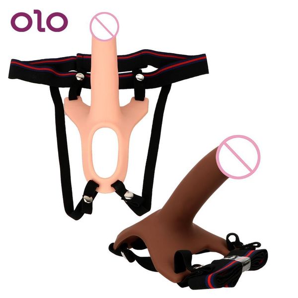 Sangle mâle olo sur gode pénis réaliste portant une culotte en silicone masturbation adultes jouets sexy pour hommes gay