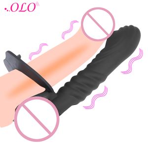 OLO Strap On Penis Dubbele Penetratie Anale Plug Vagina Dildo Butt Vibrator Stimulator Massager sexy speelgoed voor koppels