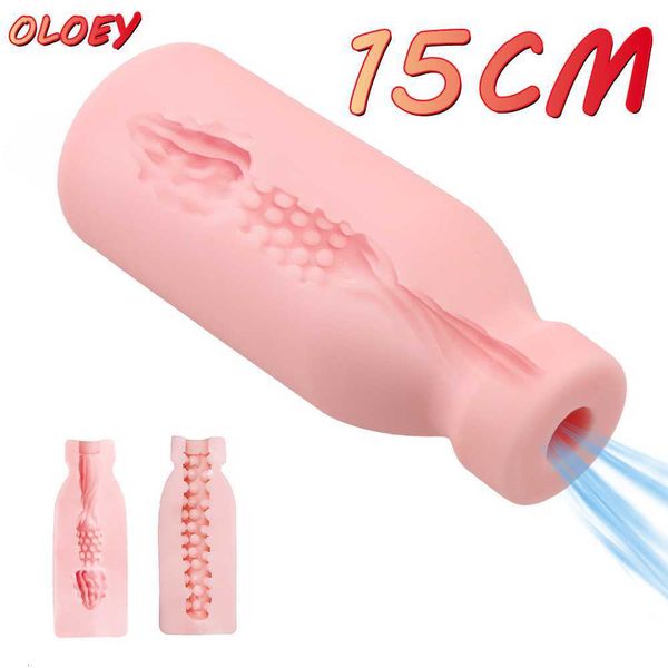 OLOEY bouteille forme mâle Masturbation tasse 3D vagin artificiel pipe orale érotique gorge profonde masturbateur jouets sexuels pour hommes