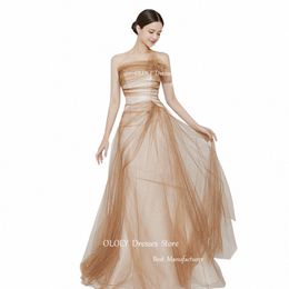 Oloey Fairy Brown Tulle Korea Prom Evening Dres Mariage photo de mariage FRS Party Robes formelles LG Elegant Y0qq #
