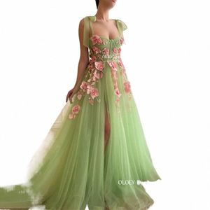 OLOEY Fairy Elegant Light Green TuLle LG Prom DRES 2023 Spaghetti BANKS Spit Bing Party Formele avondjurken Vestidos O9Q3#