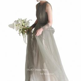 Oloey Fairy Tulle A Line Korea Evening Dres Mariage Photo Shot Jewel Neck Floor Longueur Prom Robes Bride Dr Elegant C8ux #