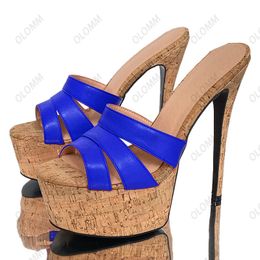 Olomm 2023Handmade femmes plate-forme Mules sandales Ultra haut talon bout rond jolie Fuchsia rose fête chaussures dames US grande taille 5-20