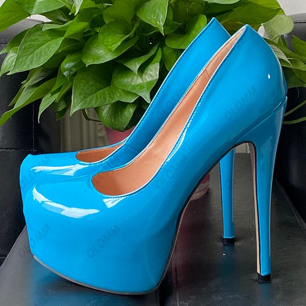 Olomm, zapatos de tacón de aguja hechos a mano para mujer, zapatos de tacón de aguja sexis, zapatos de punta redonda preciosos en 7 colores, zapatos para discoteca para mujer, tallas de EE. UU. 5-20