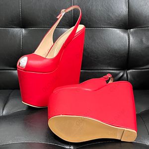 Olomm fait à la main femmes plate-forme sandales Ultra hautes compensées sandales Peep Toe jolie rose rouge fête chaussures dames US grande taille 4-14