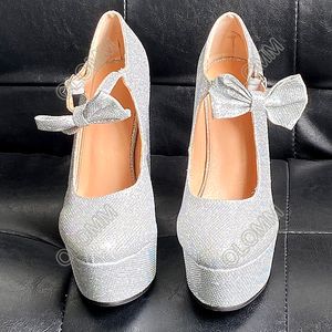 Olomm fait à la main femmes pompes paillettes talons compensés bout rond demoiselle d'honneur magnifique argent mariage tenue de club chaussures femmes taille américaine 5-20