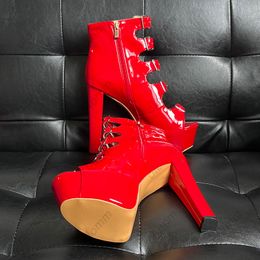Olomm images réelles femmes été plate-forme sandales boucle sangle talons épais Peep orteil belles chaussures de fête rouge taille 35 47 52