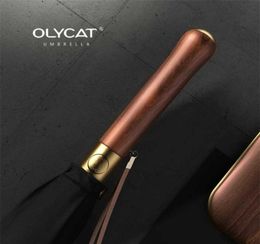 Olycat luxe mentale houten handvat paraplu 112 cm grote lange mannen zwarte paraplu's 16 ribben winddichte regen paraplu paraguas geschenken 213418994