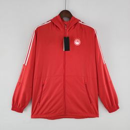 Olympiacos F.C.Veste pour hommes, coupe-vent de sport de loisirs, maillots, fermeture éclair complète, coupe-vent à capuche, manteau à la mode, Logo personnalisé