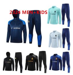 Kids Men Soccer Tracksuit Milik Payet Marseille survitation Jacket 22 23 24 Fottball Training Suit Vest Maillot de Foot Olympique Om Tracksuit Football Jogging