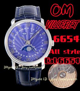 OM 6654 Villeret Perpetual Calendar Luxury herenhorloge Cal.6654 Automatische mechanische beweging met 316L Fijne stalen behuizing 40mm.silver blauw