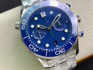 OM Factory nuevo 9900 cronógrafo Automático Esfera azul Bisel de cerámica 44 mm Reloj para hombre Diver 300 m 210.30.44.51.01.001 caja de acero correa de acero inoxidable