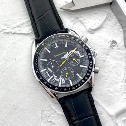 Om Horloges voor Mannen 2023 Nieuwe Heren Horloges Alle Wijzerplaat Werk Quartz Horloge Hoge Kwaliteit Top Luxe Merk Chronograaf klok Zwart Lederen Riem Mannen Mode o01