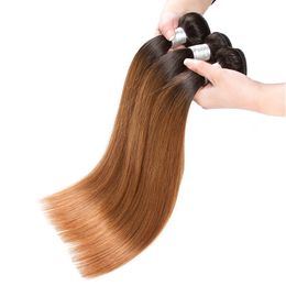 Ombre 1B/30 Brésilien Humain Remy Vierge Cheveux Raides Cheveux Tisse 100g/bundle Double Trames 3 Bundles/lot