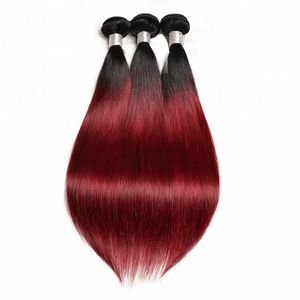 Ombre 1b/99j Brésilien Humain Remy Vierge Cheveux Raides Cheveux Tisse 100g/bundle Double Trames 3 Bundles/lot