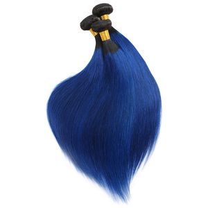 Paquetes de cabello humano liso brasileño Ombre 1B/azul