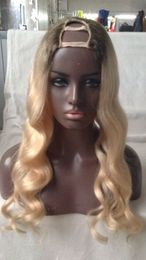 ombre 4 613 couleur vague de corps 1x3 2x4 4x4 blonde la plus claire u partie perruques cheveux vierges brésiliens 130 densité perruque de cheveux humains upart pour les femmes blanches