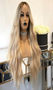 Ombre Blonde HD Transparent dentelle perruques de cheveux humains vague de corps 13x6 avant perruque de dentelle 613 couleur Blonde perruque pour les femmes noires 1506158822