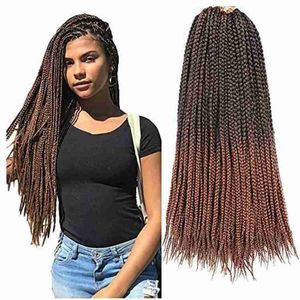 Ombre Box Braids Crochet 14 18 24 Pouces 1Cm De Diamètre 3X Extensions De Tressage Synthétique Extension De Cheveux 22 Brins / Paquet