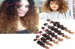 Ombre Braids Jerry Curly Sew Hair Exyensions Tress Ombre Bruin Kanekalon Synthetisch Vlechthaar Bourgundy Color Weave Bund5890749