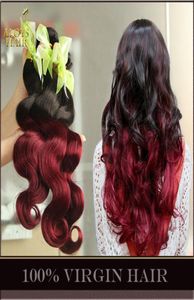 Ombre Brasileño Onda del cuerpo Paquetes de tejido de cabello humano Ombre Extensiones de cabello humano virgen Tramas Dos tonos 1B99J Borgoña Vino Rojo Tan5207907