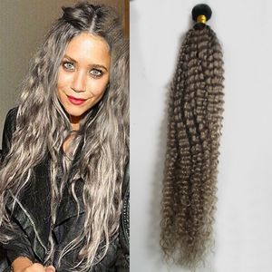 Ombre brésilienne cheveux bouclés faisceaux 100% cheveux humains Non Remy crépus bouclés faisceaux T1B/gris cheveux armure livraison gratuite 1 pièces