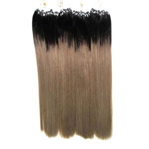 Extensions de cheveux humains micro boucle de cheveux brésiliens Ombre 1g 400g couleur 1b / gris 100% extensions de cheveux gris argent réel micro