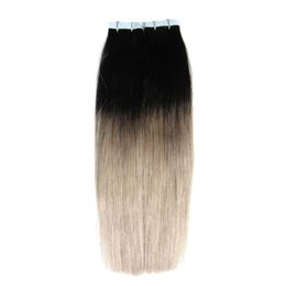 Ombre Brazilian hair tape extensions 40 pcs T1B/Gray skin wefts tape in human hair extensions 100g brazilian virgin hair