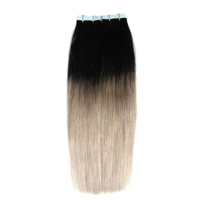 Extensões de fita de cabelo brasileiro ombre 40 PCS T1B / cinza pele fita madeiras em extensões de cabelo humano 100g cabelo virgem brasileira